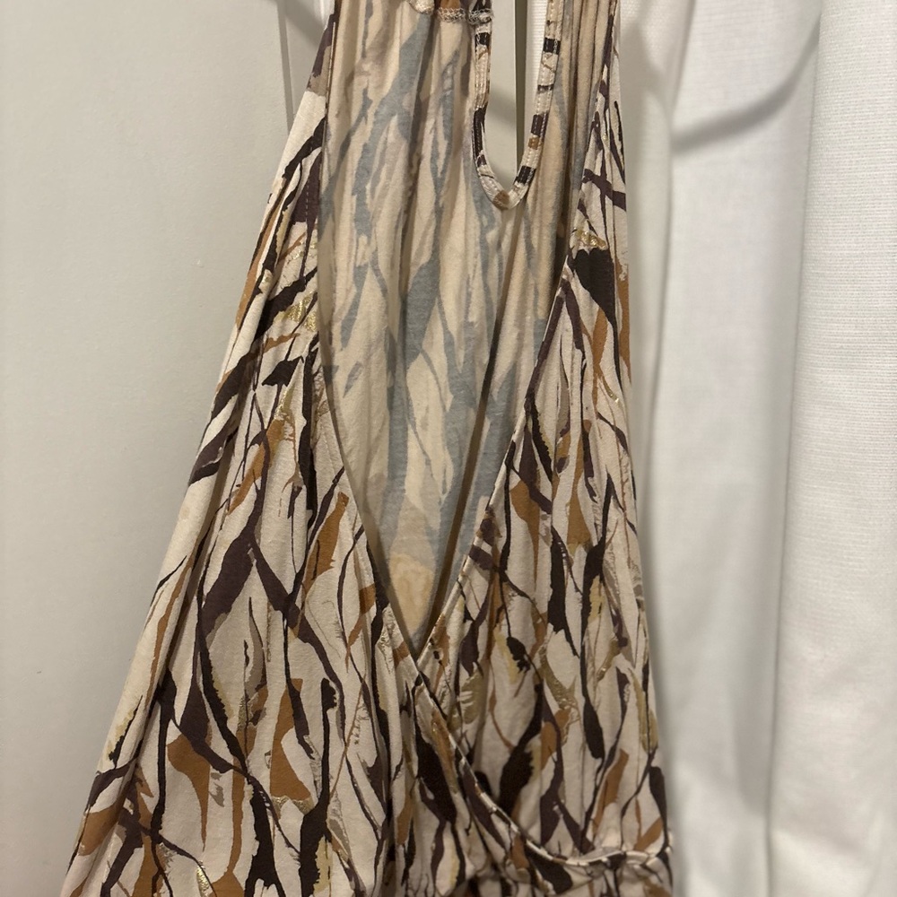 Express Beige And Brown Patterned Top - image 2